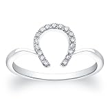 Victoria Kay 14k White Gold Diamond Horseshoe Ring (1/10cttw, JK, I2-I3) Size 6
