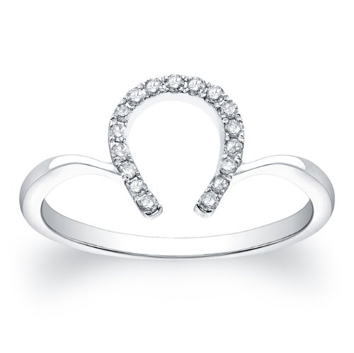 Victoria Kay 14k White Gold Diamond Horseshoe Ring (1/10cttw, JK, I2-I3) Size 7