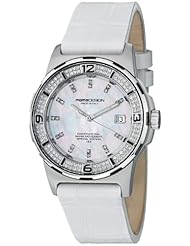 MomoDesign Pilot Diamonds Ladies White Leather Strap Watch MD093-D-02SL-LS