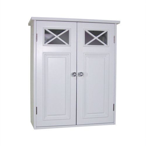 Elite Home Fashions Dawson Collection Shelved Wall Cabinet, White