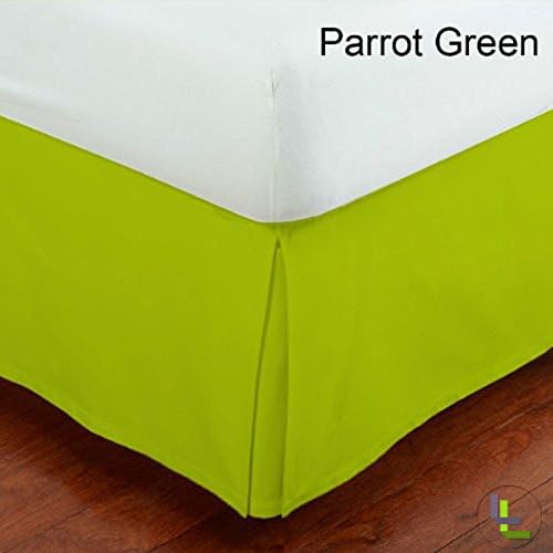 RishCreations King 300TC Parrot Green Solid 100% Egyptian Cotton 1PCs Box Pleated Bedskirt Solid (Drop Length: 21 inches) Superb Finish and Great Quality