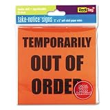 RTG29003 Take-Notice Self-Stick Signs, Temporarily Out of Order, 5 x 5, 50 Sheets/Pack