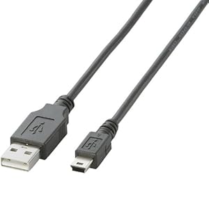 【クリックで詳細表示】ELECOM USB2.0ケーブル A-miniBタイプ ノーマル 2m ブラック U2C-M20BK