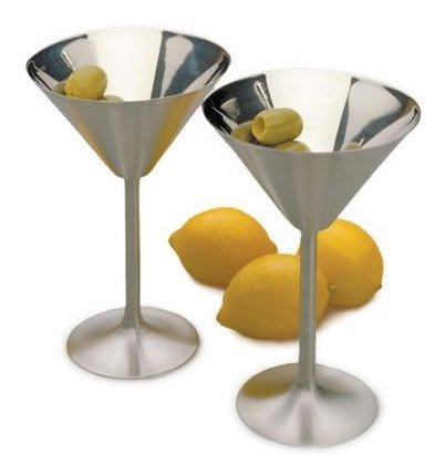 RSVP International Endurance Stainless Steel Martini Glasses Set of 2