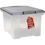 Storex Letter/Legal File Tote with Locking Handle, Clear/Silver (61530U01C)