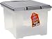Storex Letter/Legal File Tote with Locking Handle, Clear/Silver (61530U01C)