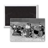 Fisherman Alf Steer being measured by Henry.. - 3x2 inch Fridge Magnet - large magnetic button - Magnet