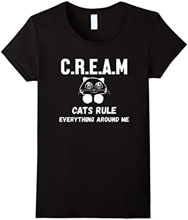 Women's Cream Cats Rule Everything Around Me Funny Kitty Cat Shirt Medium Black