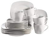 Domestic 920902 Villa weiss Porzellan Kaffeeservice 18-teilig mit je 6 Tassen, Untertassen, Dessertteller