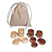 Wood Backgammon Chips with Cloth Pouch - Brown & Natural 1 in. diameter