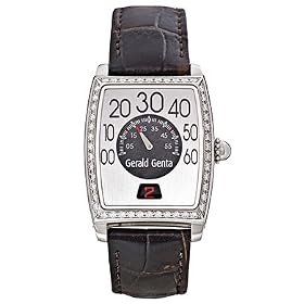 Gerald Genta Solo Retro Mens Watch Stainless Steel Rectangular Case Strap Alligator Leather Brown...