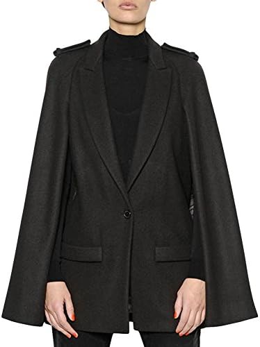 TideGG Women's Slim Fit Winter Insulated a Fundamental Button Cape Wool Coats Black 2XL /US 10-12 bust:37.8"