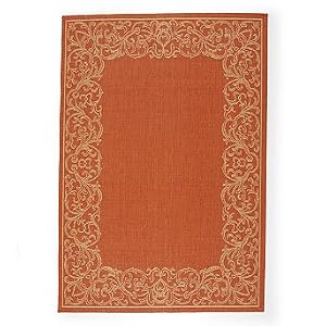 Fresco Border Outdoor Area Rugs - Terra Cotta, 8'6" x 13' - Frontgate