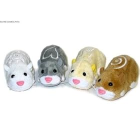Zhu Zhu Pets Set of 4 Hamster Toys Squiggles, Num Nums, Chunk and Pipsqueak by Cepia