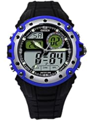 OHSEN YI-AD1210-3 LCD Dual Core Date Alarm Stopwatch Rubber Men Lady Sport Watch Blue