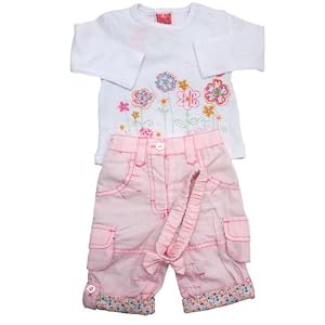 Baby Girls Clothing, Flower Design T-Shirt & Bottoms Set (Baby Pink) (3-6 months) (Baby Pink)