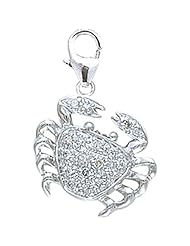 14K White Gold Diamond Crab Charm