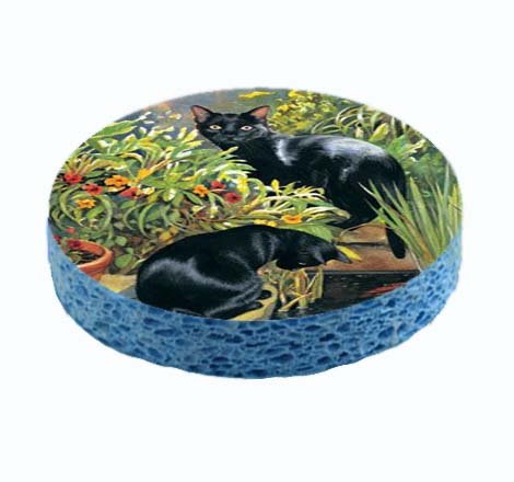 Black Cats by the Pond Unique Kitchen Sponge