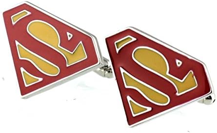 Sunnylink Cufflinks Red Yellow Superman Logo Cuff Links