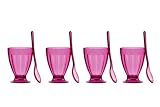Premier Housewares - Coupe à sundae et cuillère - Plastique - Rose - Lot de 4 (Import Grande Bretagne)