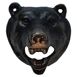 Black Bear Bottle Opener Rustic Brown Cast Iron Wall Mount