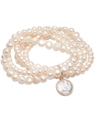Five Strand Baroque Pearl Bracelet Set with Sterling Silver