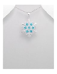Snow flakes CZ Pendant Necklace In 92.5 Sterling Silver