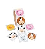 FARM FACE ANIMAL STICKERS - ROLL OF 100
