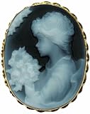 Cameo Agate Stone Ragazza Con Fiori Cameo 18k Yellow Gold Italian