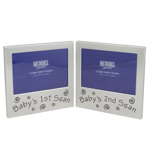 Baby 1st Scan & Babys 2nd Scan Twin Folding Photo Picture Frame Baby Christening Gift