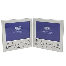 Baby 1st Scan & Babys 2nd Scan Twin Folding Photo Picture Frame Baby Christening Gift