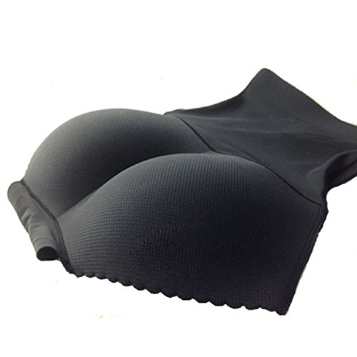 Coromose Womens Abdomen Padded Seamless Hip Enhancer Shaper Panties Underwear (M, Black)