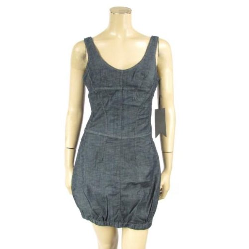 Paris Blues Denim Sleeveless Mini Bubble Dress Stretch Cotton