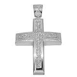 14K White Gold Mens Diamond Cross Pendant 17.00 Ctw