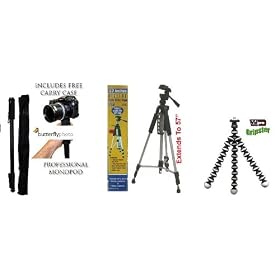 Tripod & Monopod Kit For NIKON D200 D100 D700 D70S D80 D70 D50 D5000 D3000 D300S D90 D40 D40X D60 D3 D2H D3X D700 D300 Includes 57 Inch Tripod, 67 Inch Monopod & Flexible Gripster Tripod