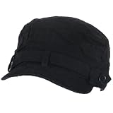 New Cadet Distressed Frayed Waffle Cabby Cap Hat Small Medium, Black
