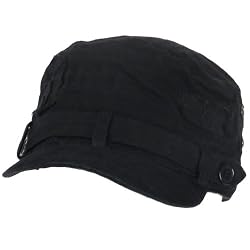 New Cadet Distressed Frayed Waffle Cabby Cap Hat Small Medium, Black