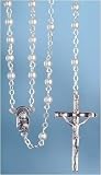 Pack of 8 Faux Pearl Silver Plated Girls Communion Rosaries In Clamshell 16.5