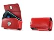 PREMIUM RED HORIZONAL LEATHER CASE POUCH (With 2 Optional Interchangeable Belt Clips) for Motorola V750, VE20 / LG Chocolate 3 VX8560, VX8700, AX565 / Samsung Alias U740, U540, M610, R500 - Retail Packaging