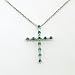 14K WHITE GOLD RELIGIOUS CROSS NECKLACE WITH WHITE AND BLUE DIAMONDS-FREE SHIPPING