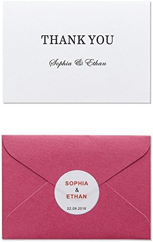 PaperDream Personalized Custom Wedding Thank You Cards with Envelopes, 50 Pieces