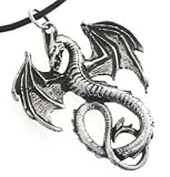 Pewter Dragon Gothic Fantasy Pendant on Leather Necklace