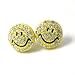 ICED Bright Yellow Smiley Face Stud/Post Earrings with Ice Crystals