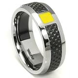LAMBORGHINI Stainless Steel Ring w/ Yellow Lacquer