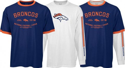 Denver Broncos Navy/White Team-Up Short Sleeve/Long Sleeve Combo Pack