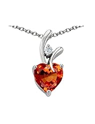 Original Star K (tm) Heart Shape 8mm Simulated Orange Sapphire Pendant in 925 Sterling Silver