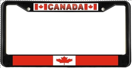 Canada Canadian Flag Black License Plate Frame Metal Holder