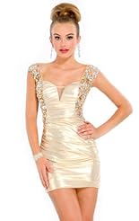 Short Crystal Sequined Applique Lace Crystals Beaded Chiffon/Taffeta/Tulle Club Dress/Prom Dress 