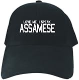 Caps Black " Love Me , I Speak Assamese Embroidery " Languaje