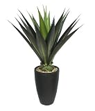 Laura Ashley 44 Inch Tall High End Realistic Silk Giant Aloe Plant with Contemporary Planter